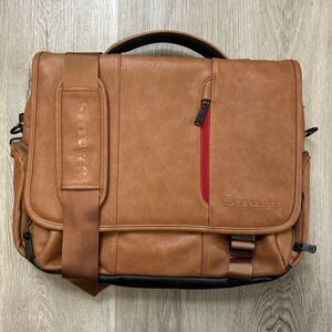 Snugg PU Leather Brown Camel Color 16" Laptop Messenger Shoulder Travel Bag